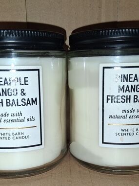 White Barn Pineapple Mango & Fresh Balsam Single Wick Candle SET OF 2!! NEW